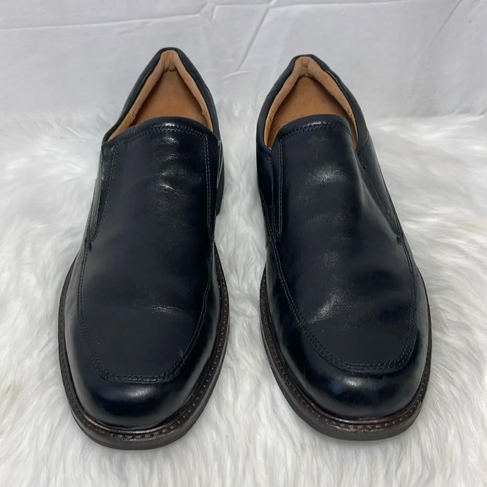 Ecco Smooth Black Leather City‎ Slip-On Loafers Sz 12